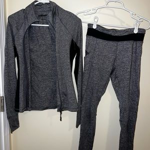 Matching grey/black workout set! Both fit like a S-M, jacket very slimming